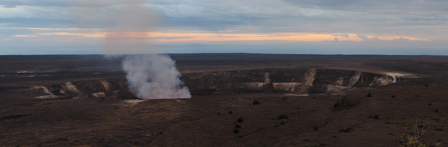 Halema'uma'u Crater panorama [Jaggar Museum, Hawaii Volcanoes National Park, Big Island, Hawaii]