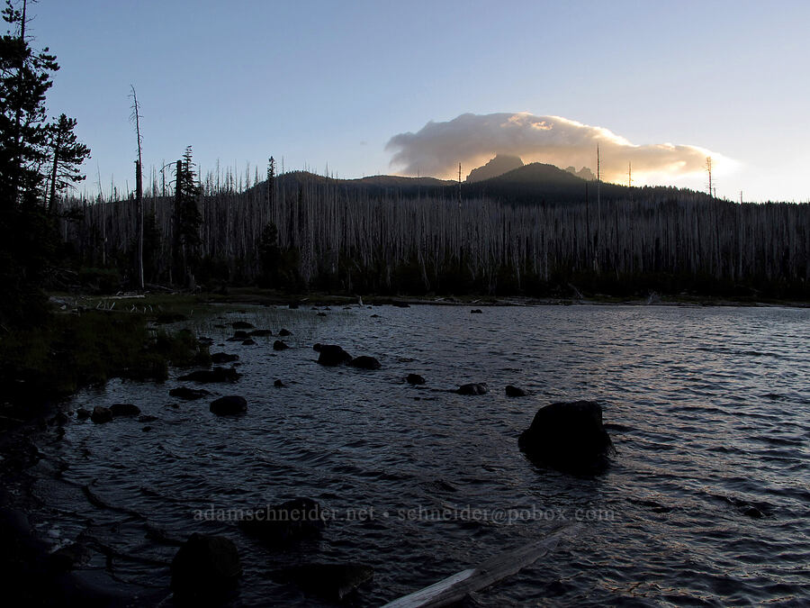 wind-whipped cloud over Three-Fingered Jack [Jack Lake, Deschutes National Forest, Jefferson County, Oregon]