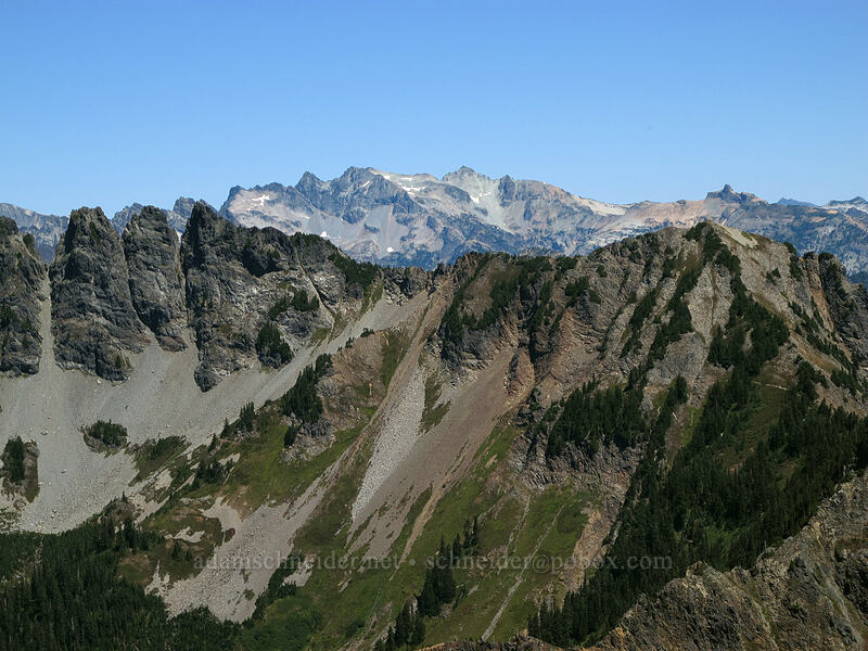view northeast toward Mt. Daniel [Alta Mountain summit, Alpine Lakes Wilderness, Kittitas County, Washington]