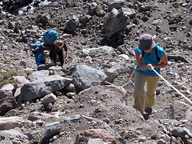 climbing the west rope [Timberline Trail, Mt. Hood Wilderness, Hood River County, Oregon]
