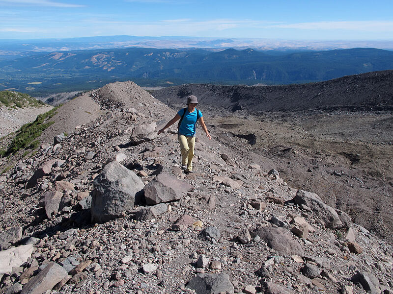 ascending the west moraine [Eliot Glacier moraine, Mt. Hood Wilderness, Hood River County, Oregon]