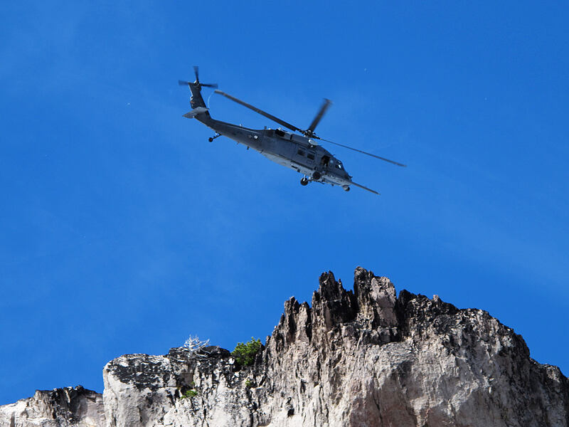 helicopter [Eliot Glacier moraine, Mt. Hood Wilderness, Hood River County, Oregon]
