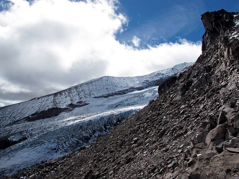 Cooper Spur & clouds [Langille Crags, Mt. Hood Wilderness, Hood River County, Oregon]
