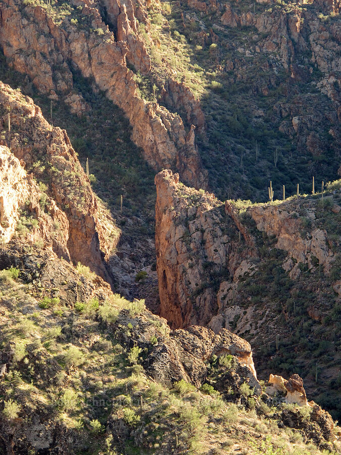 Lower La Barge Canyon, from above [Boulder Canyon Trail, Superstition Wilderness, Maricopa County, Arizona]