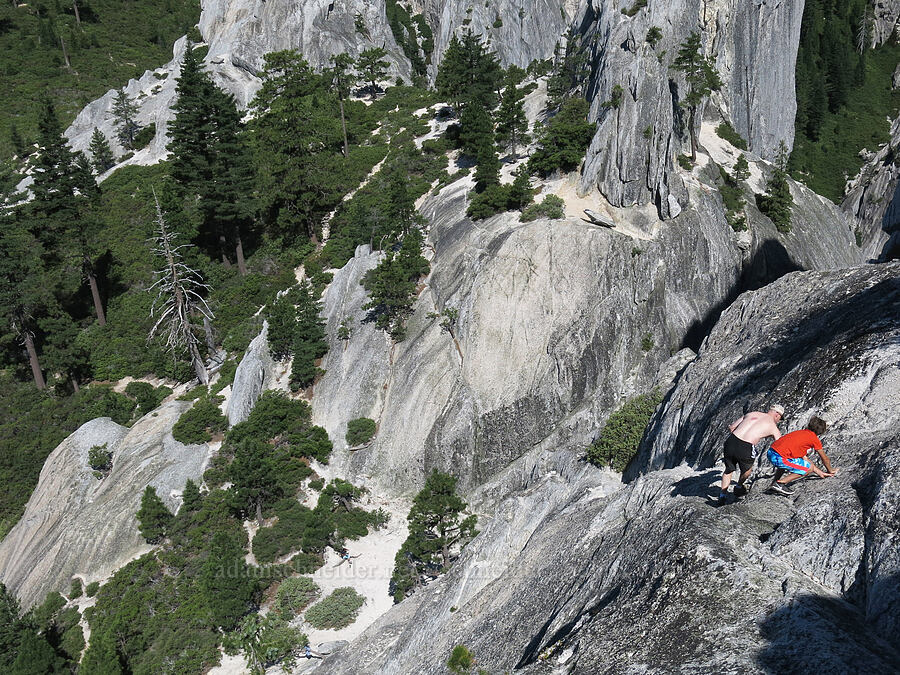people descending Castle Dome [Castle Dome, Castle Crags Wilderness, Shasta County, California]