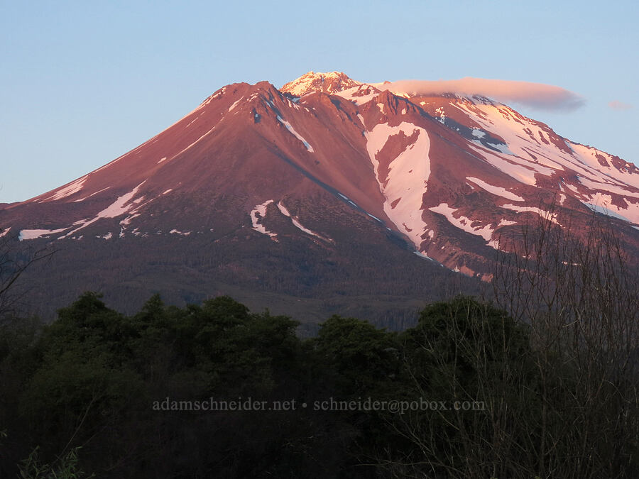 sunset on Mt. Shasta [Boles Drive, Weed, Siskiyou County, California]