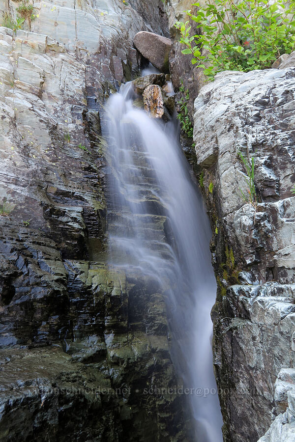 snowmelt waterfall [above Leigh Lake, Cabinet Mountains Wilderness, Lincoln County, Montana]
