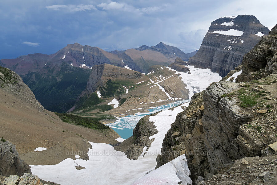 Salamander Glacier, Grinnell Glacier, & Mt. Gould [Garden Wall Trail, Glacier National Park, Glacier County, Montana]