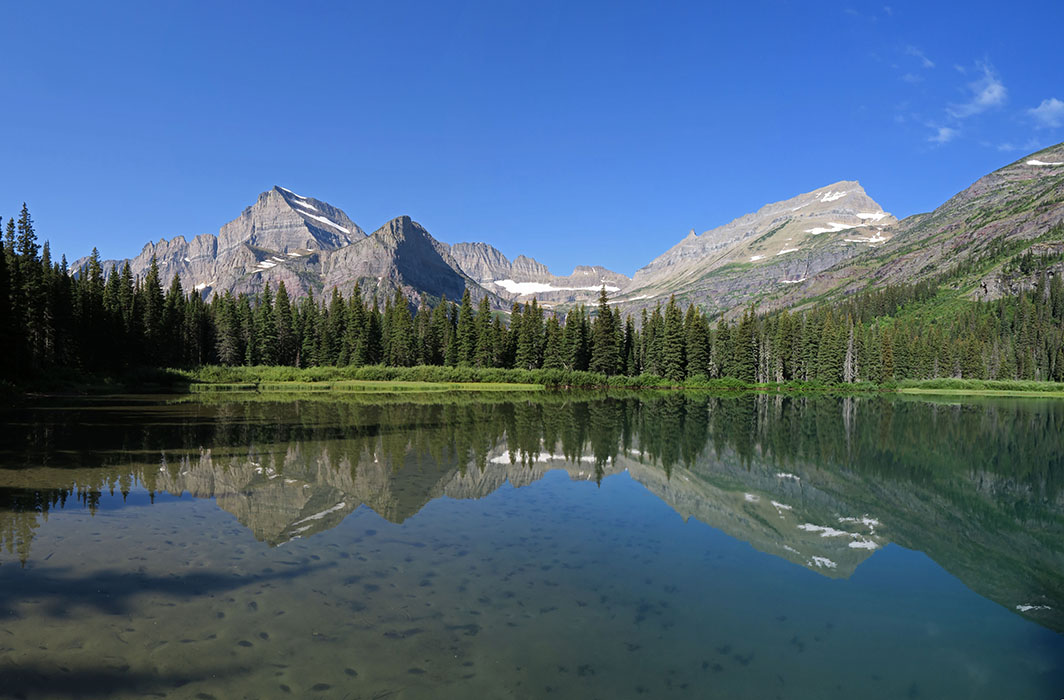 Lake Josephine panorama [Lake Josephine south dock, Glacier National Park, Glacier County, Montana]
