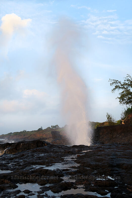 Spouting Horn at sunrise [Spouting Horn Beach Park, Kukui'ula, Kaua'i, Hawaii]