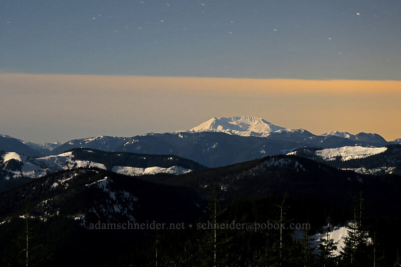 Mt. St. Helens & stars [High Hut, Tahoma State Forest, Lewis County, Washington]