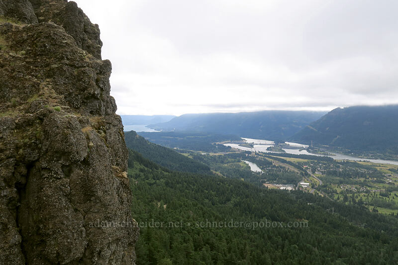 cliff & Bonneville Dam [Hamilton Mountain, Beacon Rock State Park, Skamania County, Washington]