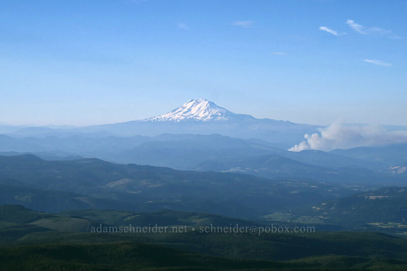 Mt. Adams & the Dry Creek Fire [below Barrett Spur, Mt. Hood Wilderness, Hood River County, Oregon]