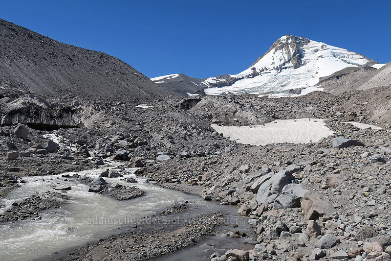 Mount Hood & Eliot Creek [Eliot Glacier outwash plain, Mt. Hood Wilderness, Hood River County, Oregon]