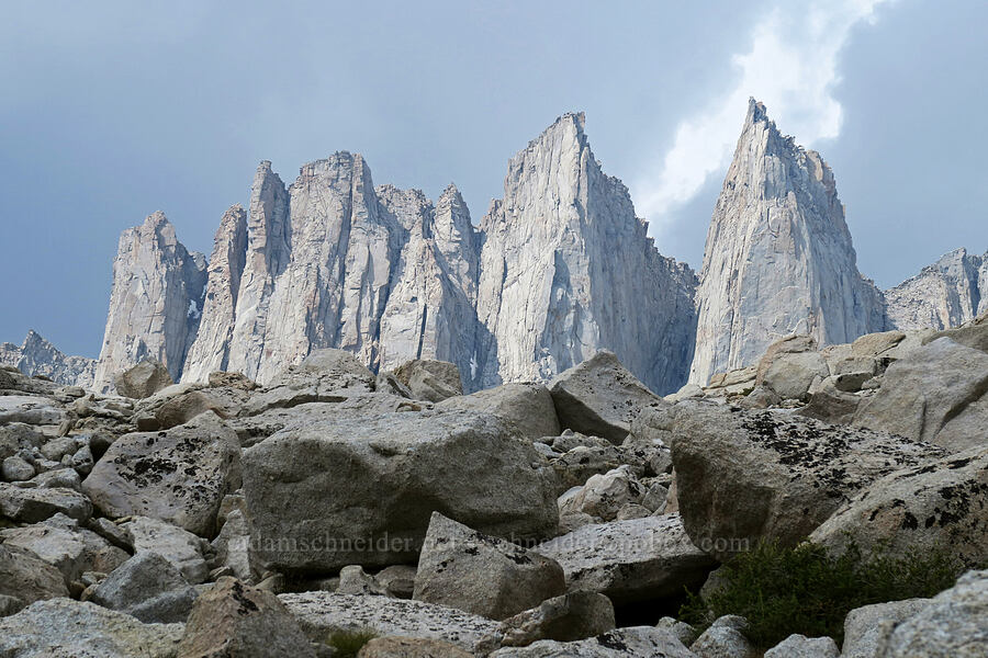 Keeler Needle, Crooks Peak, & more needles [Mt. Whitney Mountaineer's Route, John Muir Wilderness, Inyo County, California]