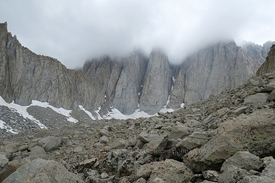 storms lowering onto Mount Whitney [Mt. Whitney Mountaineer's Route, John Muir Wilderness, Inyo County, California]