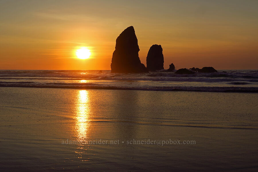 The Needles at sunset [Cannon Beach, Clatsop County, Oregon]