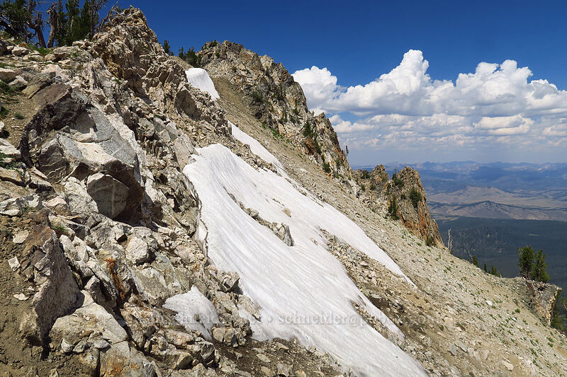 snowfield near the summit [Alpine Peak, Sawtooth Wilderness, Custer County, Idaho]