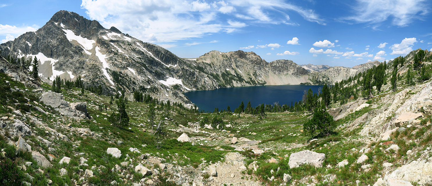 Mt. Regan & Sawtooth Lake panorama [above Sawtooth Lake, Sawtooth Wilderness, Custer County, Idaho]