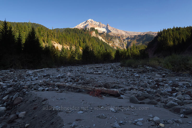 Mount Hood & the Sandy River [Sandy River channel, Mt. Hood Wilderness, Clackamas County, Oregon]