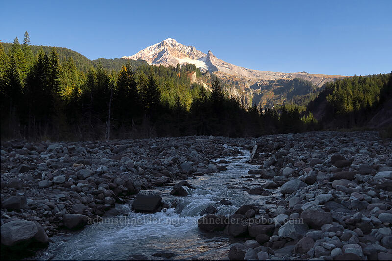 Mount Hood & the Sandy River [Sandy River channel, Mt. Hood Wilderness, Clackamas County, Oregon]