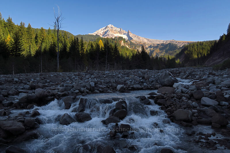 Mount Hood & the Sandy River [Sandy River channel, Mt. Hood Wilderness, Clackamas County, Oregon]