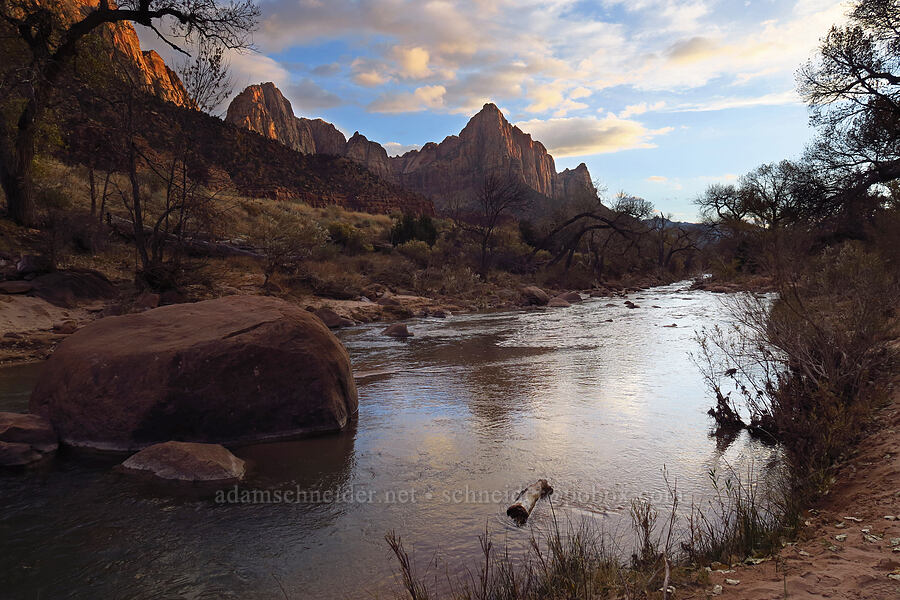 The Watchman & Virgin River [Canyon Junction, Zion National Park, Washington County, Utah]