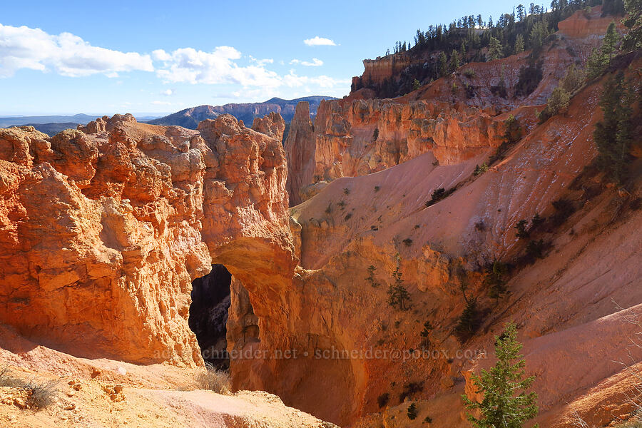 Natural Bridge & snow-dusted sandstone [Natural Bridge Overlook, Bryce Canyon National Park, Kane County, Utah]