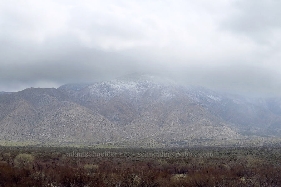 snow on Granite Mountain [Scissors Crossing, Anza-Borrego Desert State Park, San Diego County, California]