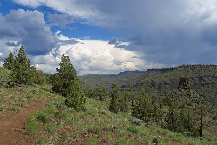 Chimney Rock & thunderstorms [Chimney Rock Trail, Crook County, Oregon]