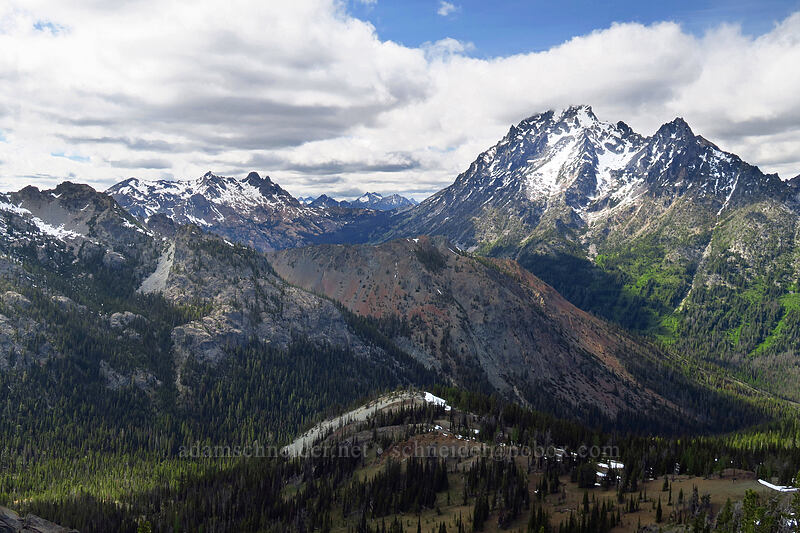 Mount Stuart & Ingalls Peak [summit of Bean Peak, Wenatchee National Forest, Kittitas County, Washington]