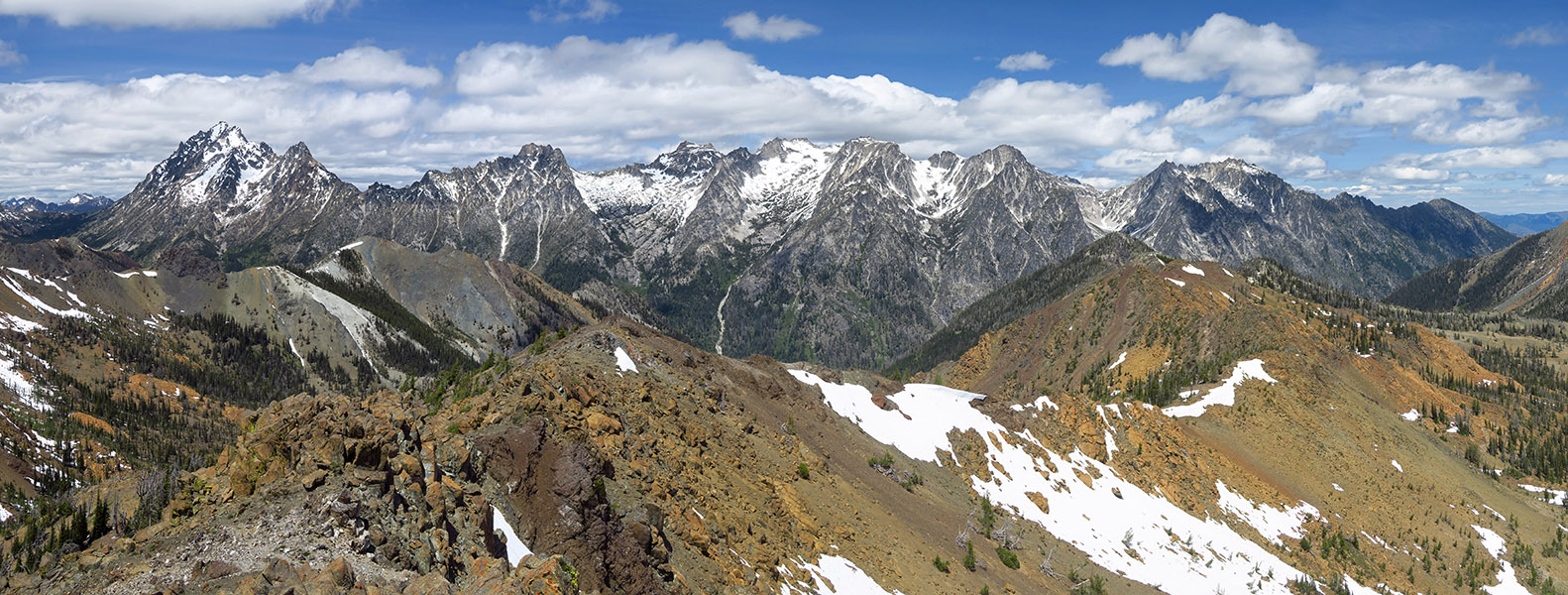 Stuart Range panorama [summit of Earl Peak, Wenatchee National Forest, Kittitas County, Washington]