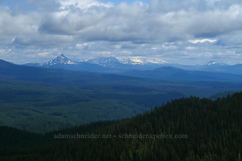 Mt. Washington & Three Sisters at sunset [Bachelor Mountain Trail, Willamette National Forest, Linn County, Oregon]