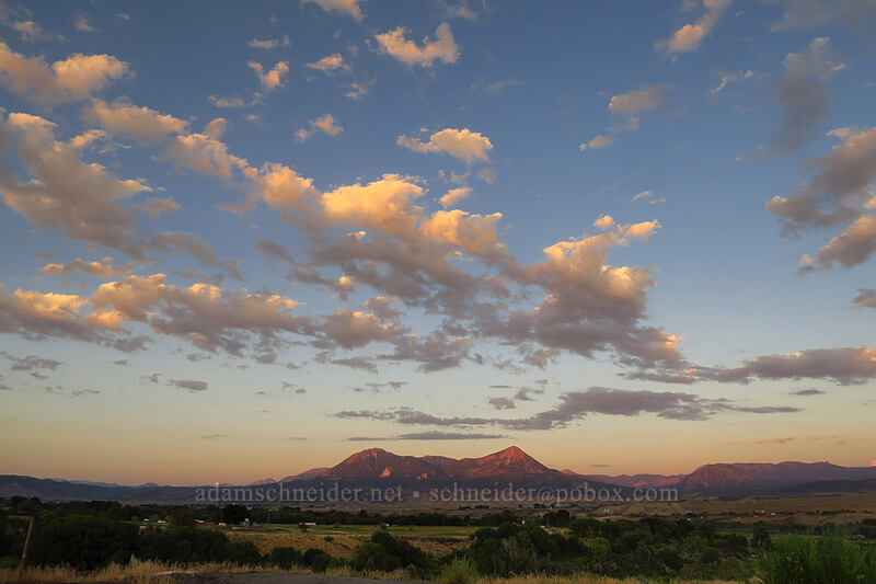 sunset over the West Elk Mountains [Highway 92, Hotchkiss, Delta County, Colorado]