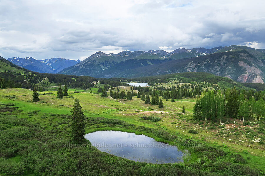 Kendall Mountain, Molas Lake, & a pond [Molas Pass, San Juan National Forest, San Juan County, Colorado]