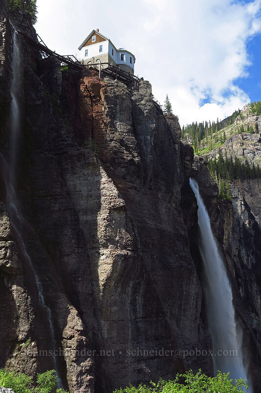 Bridal Veil Falls & Powerhouse [Black Bear Pass Road, Telluride, San Miguel County, Colorado]