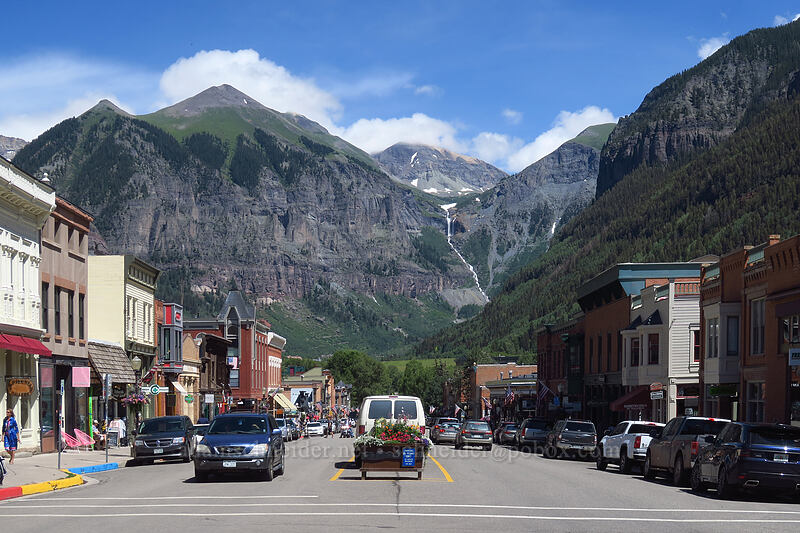 downtown Telluride & Ingram Falls [Colorado Avenue, Telluride, San Miguel County, Colorado]