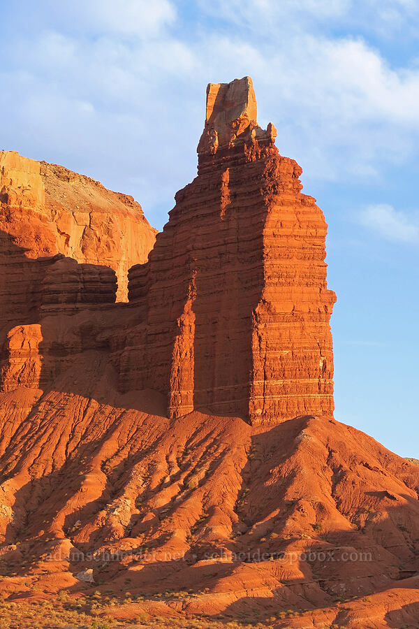 Chimney Rock at sunset [Chimney Rock Loop Trail, Capitol Reef National Park, Wayne County, Utah]
