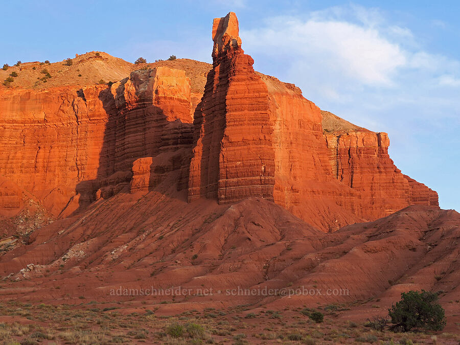 Chimney Rock at sunset [Chimney Rock Trailhead, Capitol Reef National Park, Wayne County, Utah]