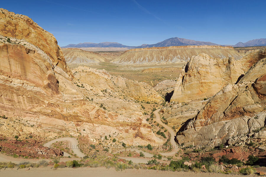 Henry Mountains & Burr Canyon [Burr Trail Switchbacks, Capitol Reef National Park, Garfield County, Utah]