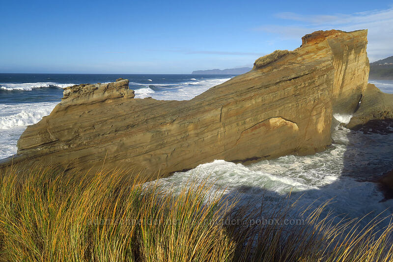 sea cliffs behind Cape Kiwanda [Cape Kiwanda State Natural Area, Pacific City, Tillamook County, Oregon]