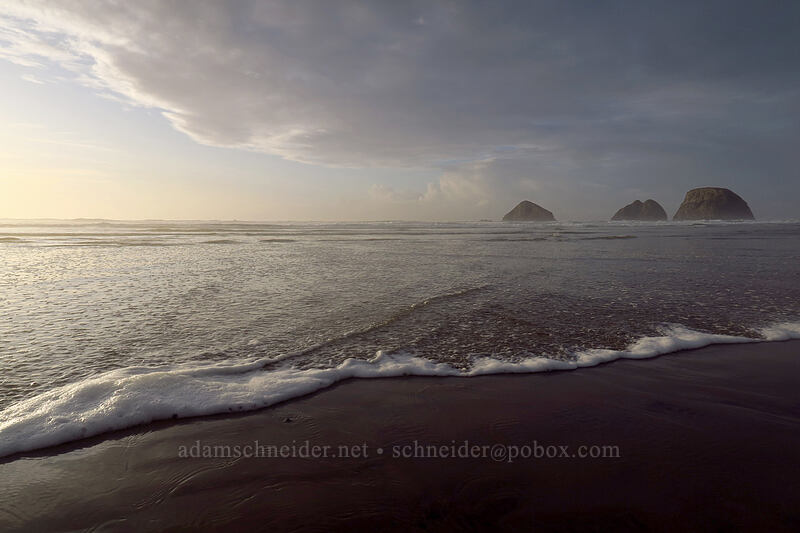Three Arch Rocks & foam [Oceanside Beach, Tillamook County, Oregon]