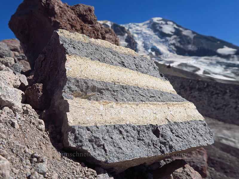 striped rock [Adams Glacier moraine, Mt. Adams Wilderness, Yakima County, Washington]