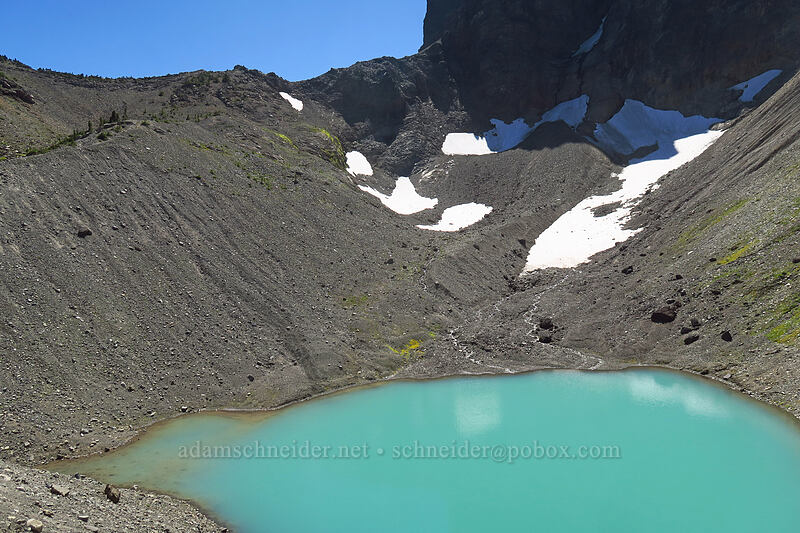 snowfields above the moraine lake [above Canyon Creek Meadows, Mt. Jefferson Wilderness, Jefferson County, Oregon]