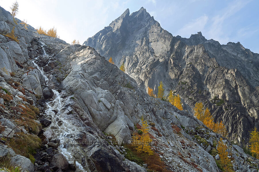Dragontail Peak & a stream [below Aasgard Pass, Alpine Lakes Wilderness, Chelan County, Washington]