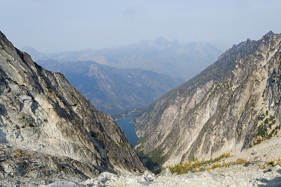 smoky view to the northwest [Aasgard Pass, Alpine Lakes Wilderness, Chelan County, Washington]