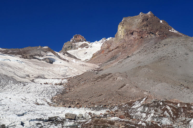 White River Glacier & Mount Hood's summit [White River Canyon, Mt. Hood Wilderness, Hood River County, Oregon]