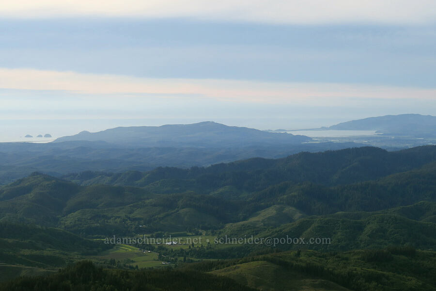 Three Arch Rocks & Tillamook Bay [Mount Hebo, Siuslaw National Forest, Tillamook County, Oregon]