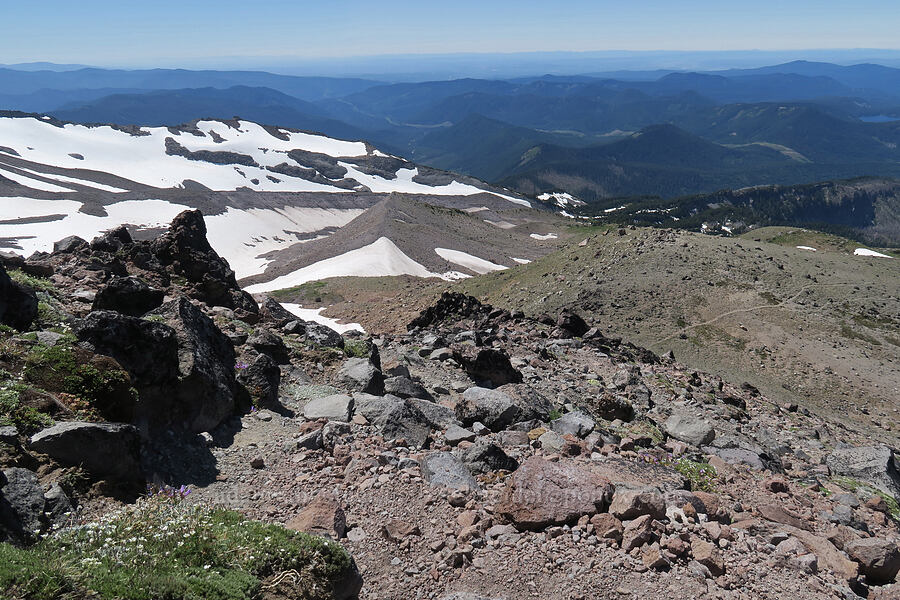 moraines to the northwest [Barrett Spur, Mt. Hood Wilderness, Hood River County, Oregon]