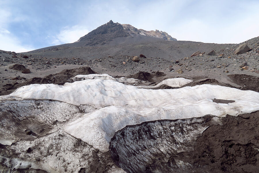 snowfields, sand, & rocks [above Mt. Hood Meadows, Mt. Hood National Forest, Hood River County, Oregon]
